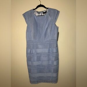Tahari ASL Light Blue Lace Midi Dress